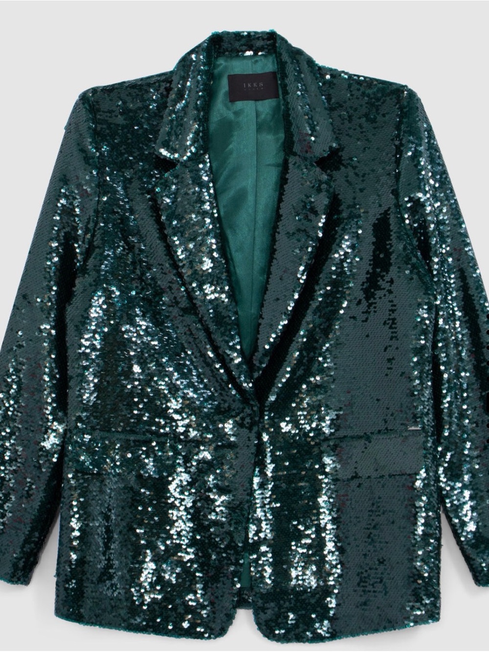 Ikks Green Teal Sequin Blazer Jacket